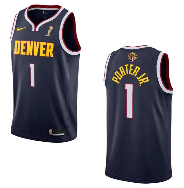 Mens Denver Nuggets #1 Michael Porter Jr. Navy 2023 Finals Champions Icon EditionStitched Basketball Jersey